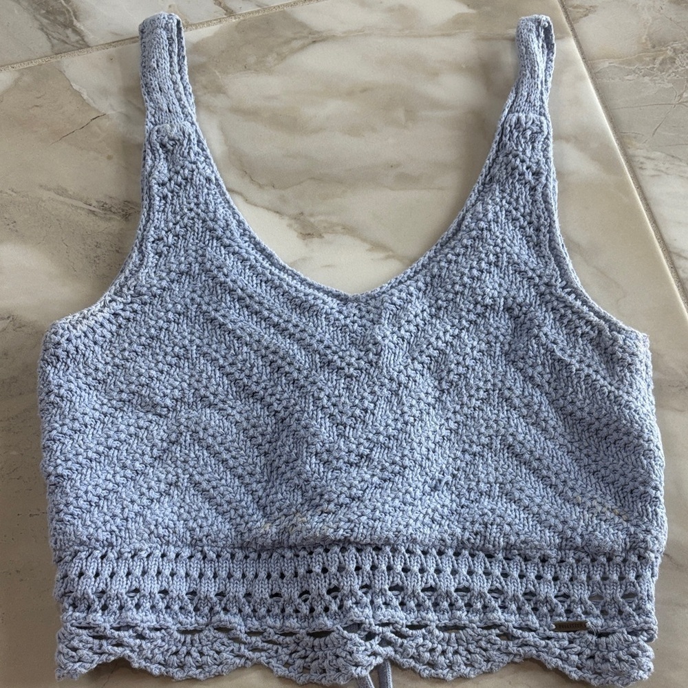 Hollister Light Blue Knit Crop Top